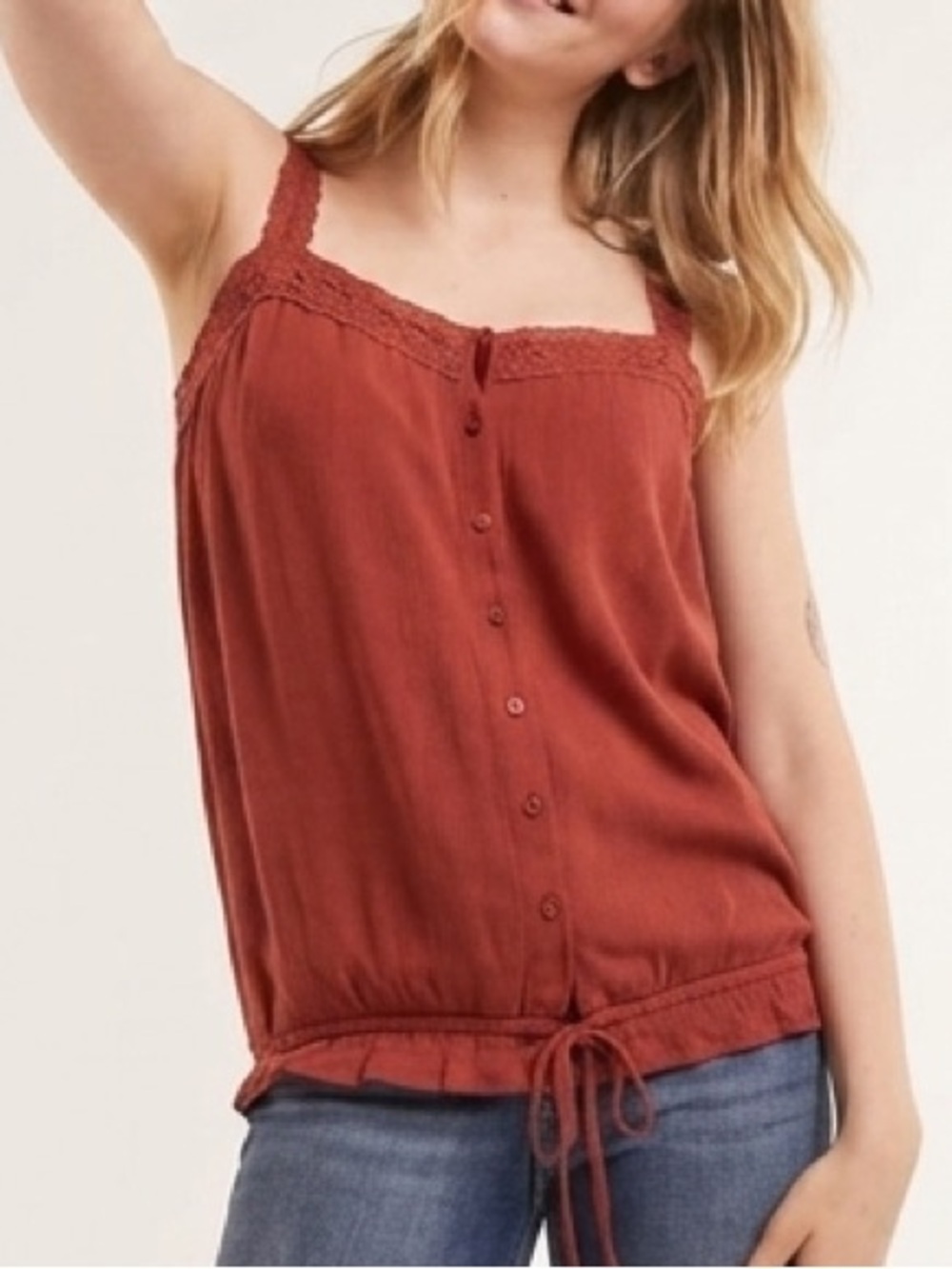 Reitmans Lace Strap Cami with Smocking